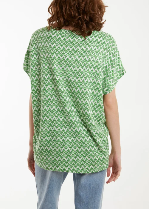 Blue Vanilla Green Zig Zag Batwing Top - S/M Image 4