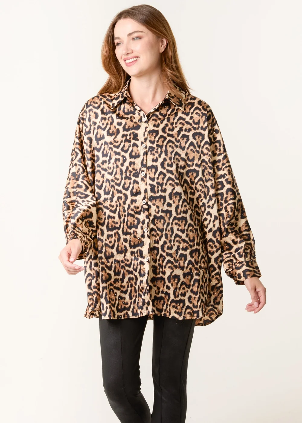 Blue Vanilla Brown Leopard Print Shirt - One Size Image 1