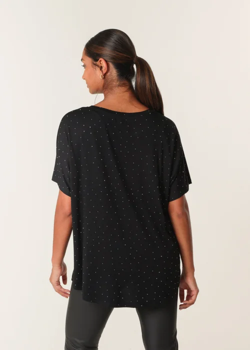 Blue Vanilla Black Stud Detail Round Neck T-shirt - S/M Image 5
