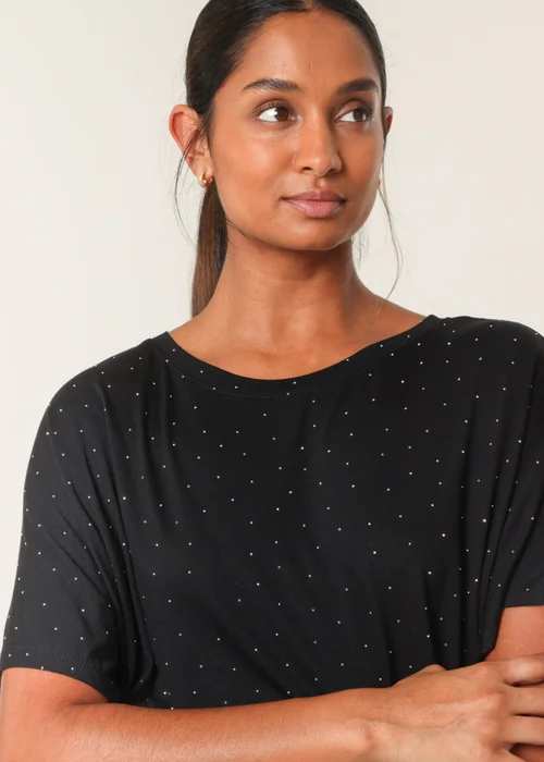 Blue Vanilla Black Stud Detail Round Neck T-shirt - S/M Image 2