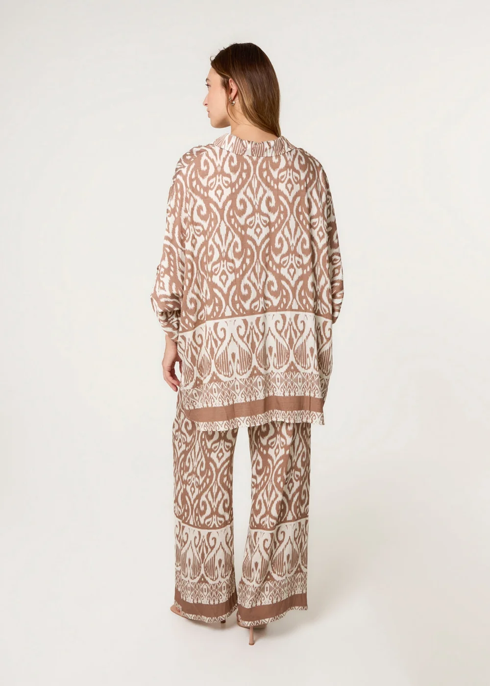 Blue Vanilla Beige Printed Oversized Shirt - One Size Image 5