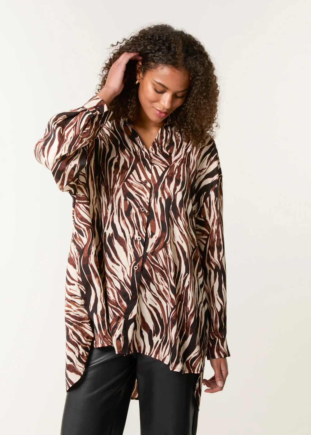 Blue Vanilla Brown Zebra Print Shirt - One Size Image 1