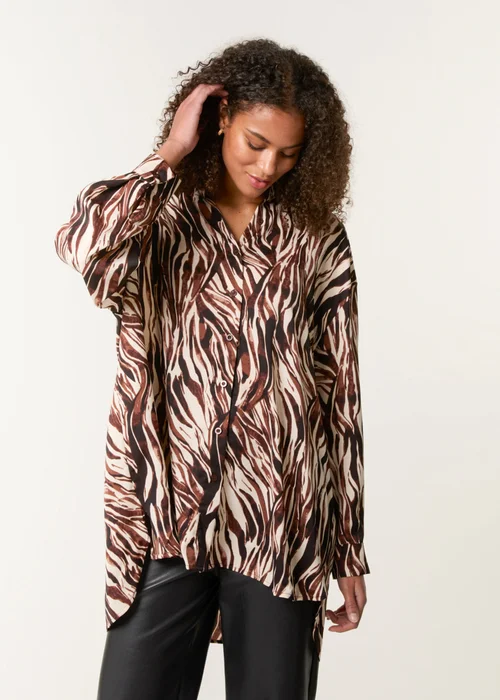 Blue Vanilla Brown Zebra Print Shirt - One Size Image 1