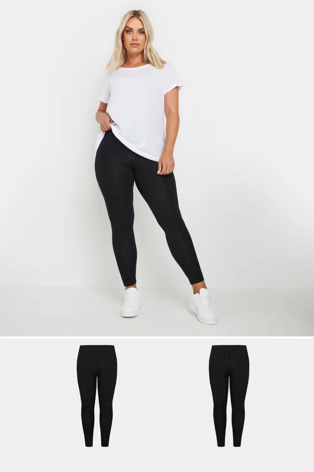 Yours 2 Pack Curve Black Soft Touch Viscose Stretch Leggings