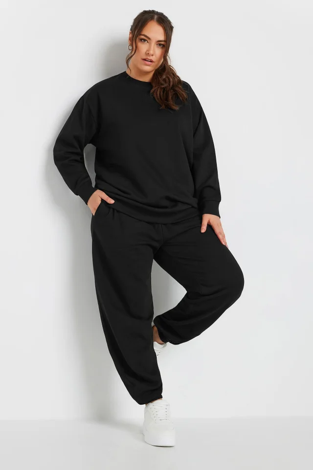 Yours Curve Black Cuffed Joggers