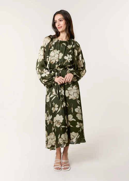 Blue Vanilla Khaki Satin Elastic Waist Midi Dress - XL Image 2