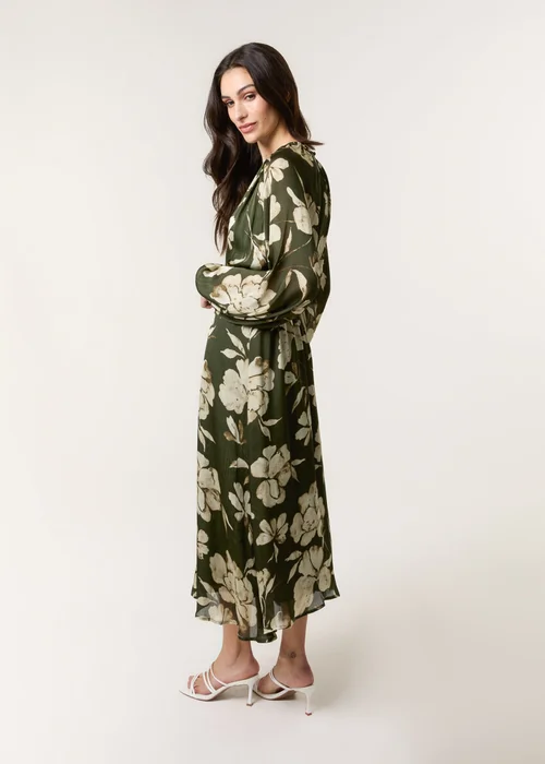 Blue Vanilla Khaki Satin Elastic Waist Midi Dress - XL Image 5
