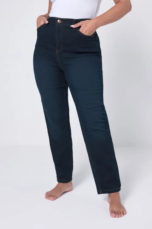 Yours Curve Dark Indigo Blue Straight Leg Ruby Jeans - 14/L28 Image 1