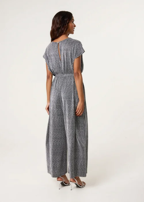 Blue Vanilla Black Metallic V Neck Jumpsuit - One Size Image 4