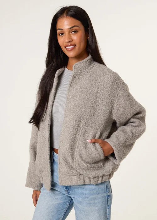 Blue Vanilla Grey Faux Shearling Jacket - M Image 1