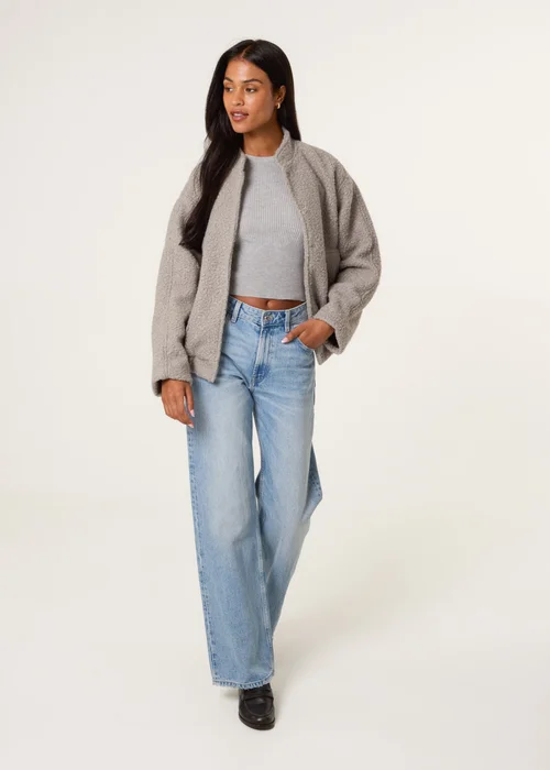 Blue Vanilla Grey Faux Shearling Jacket - M Image 2