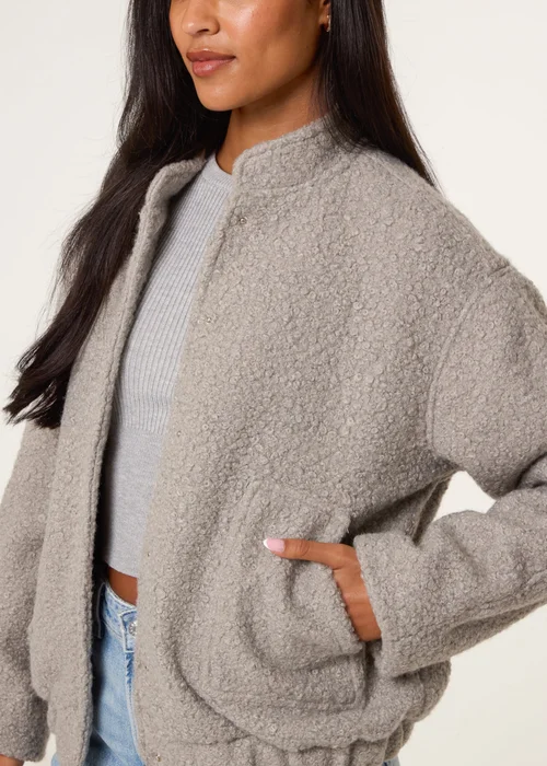Blue Vanilla Grey Faux Shearling Jacket - M Image 3