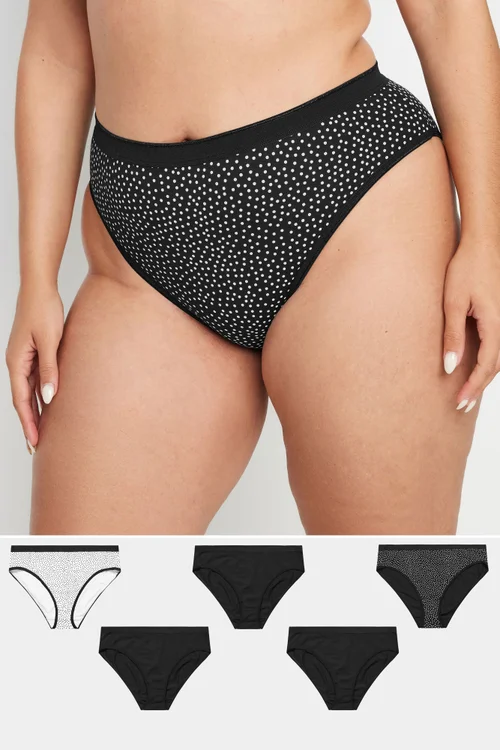 Yours 5 Pack Curve Black High Leg Knickers - 22-24 Image 1
