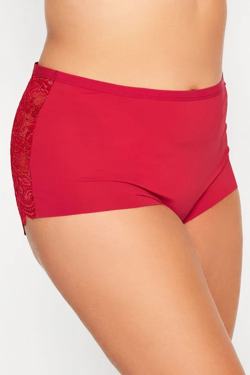 Yours 3 Pack Curve Red & Black Lace Back High Waisted Knickers - 26-28 Image 3