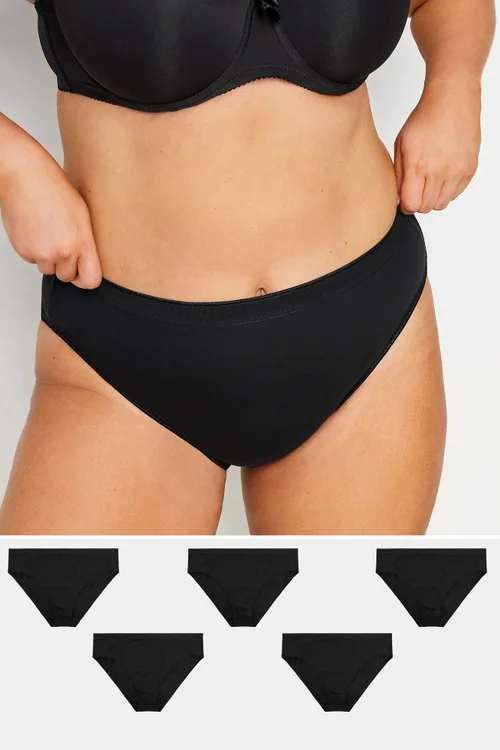 Yours 5 Pack Curve Black High Leg Briefs - 34-36 Image 1
