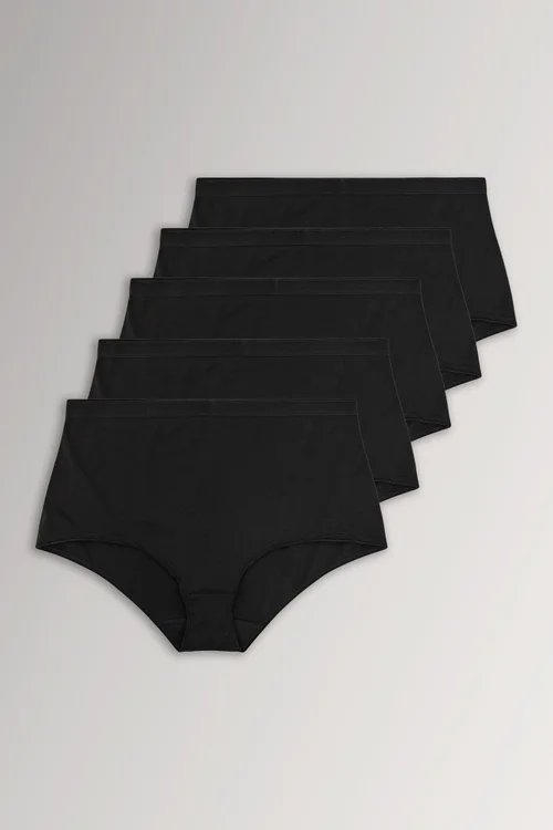 Yours Curve 5 Pack Black Stretch Full Briefs - 22-24 Image 1