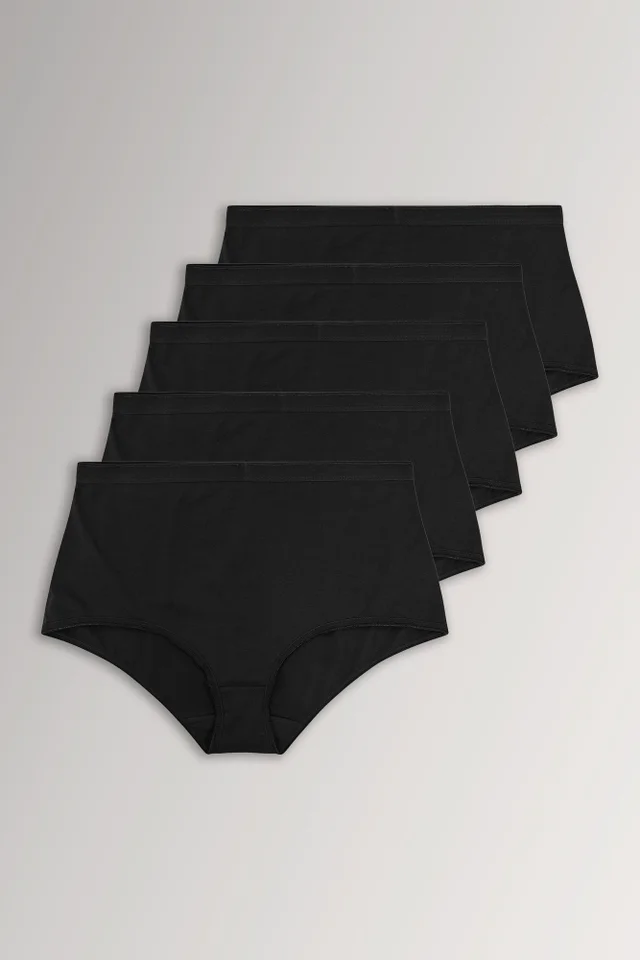 Yours Curve 5 Pack Black Stretch Full Briefs