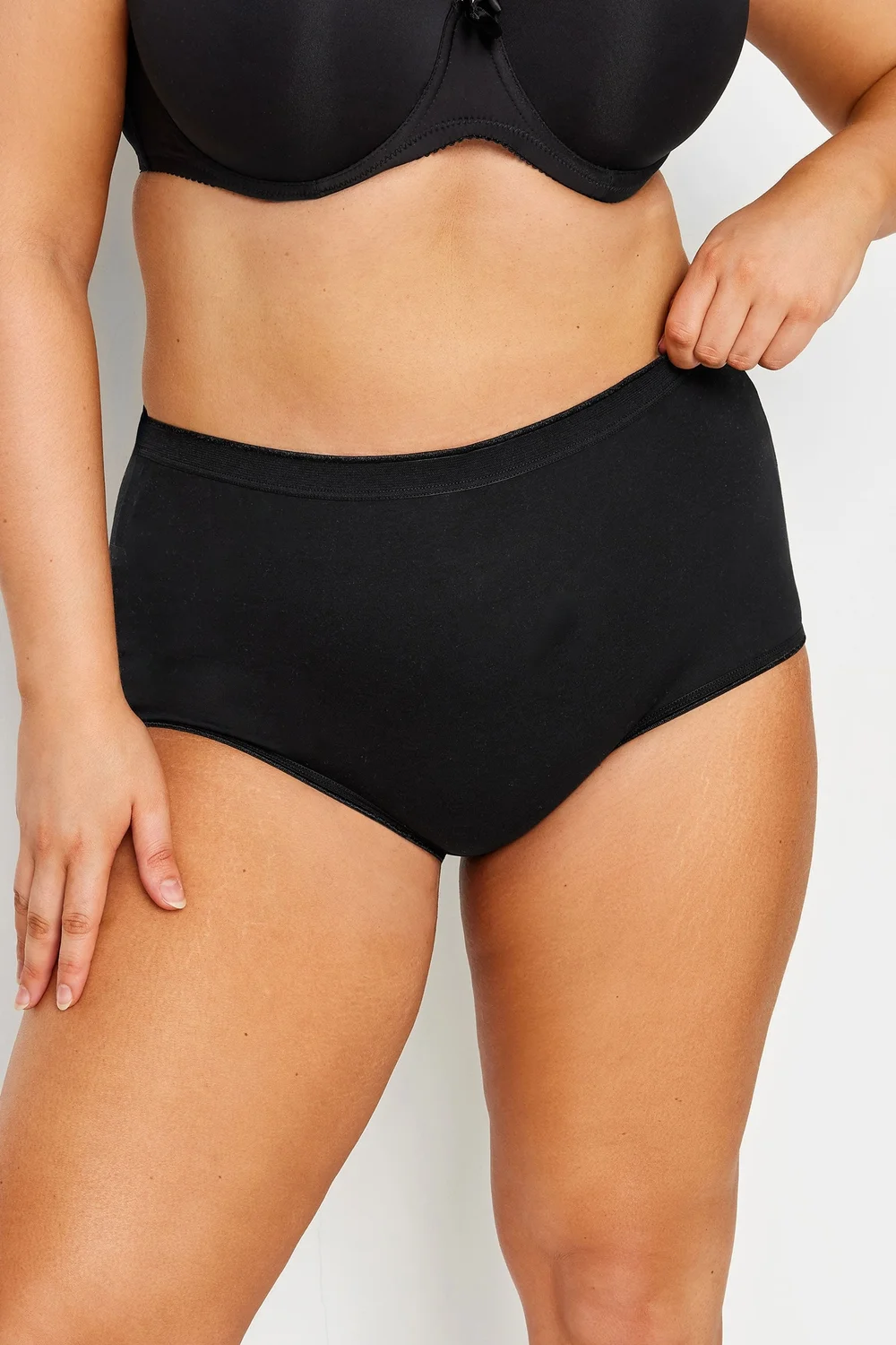 Yours Curve 5 Pack Black Stretch Full Briefs - 22-24 Image 3