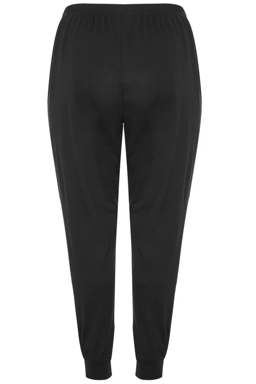 Yours Curve Black Cuffed Pyjama Bottoms - 30-32 Image 4