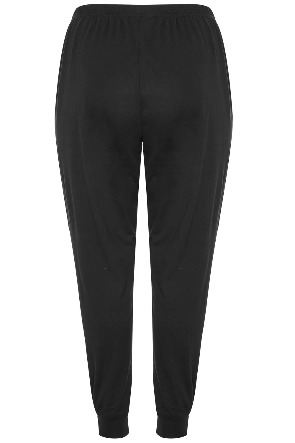 Yours Curve Black Cuffed Pyjama Bottoms - Size 30-32 Clothing Image 4