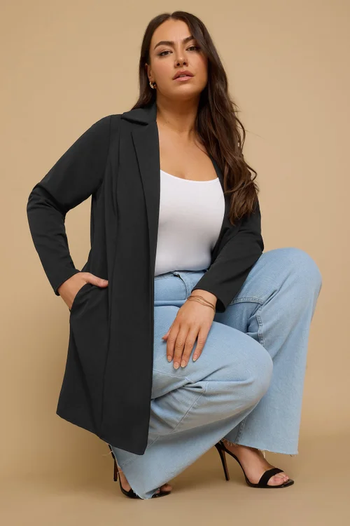 Yours Curve Black Longline Blazer - 26 Image 1