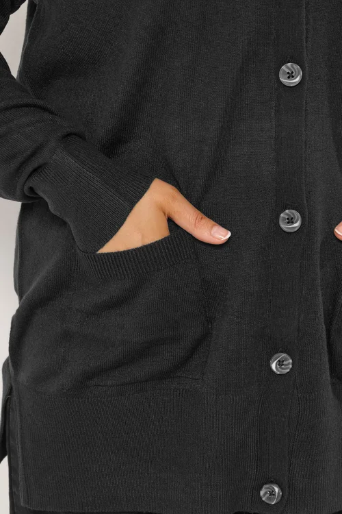 Yours Curve Black Boyfriend Button Through Cardigan - 30-32 Image 5