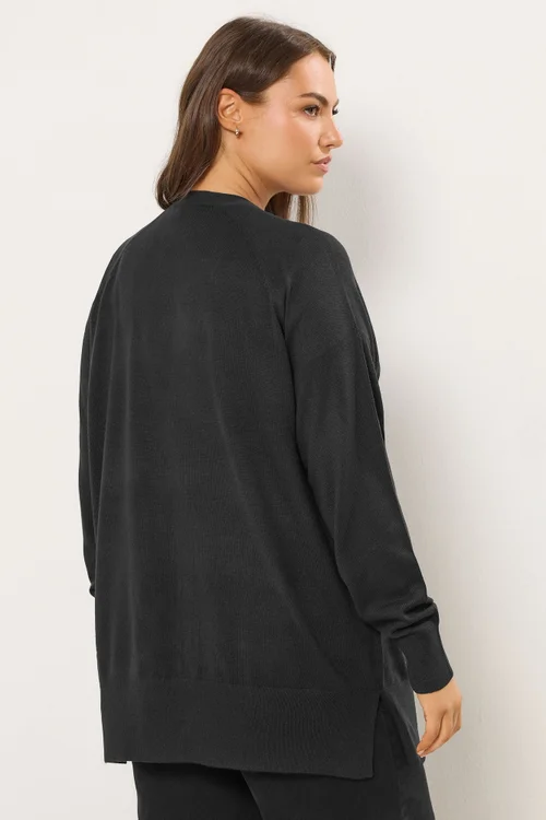 Yours Curve Black Boyfriend Button Through Cardigan - 30-32 Image 4