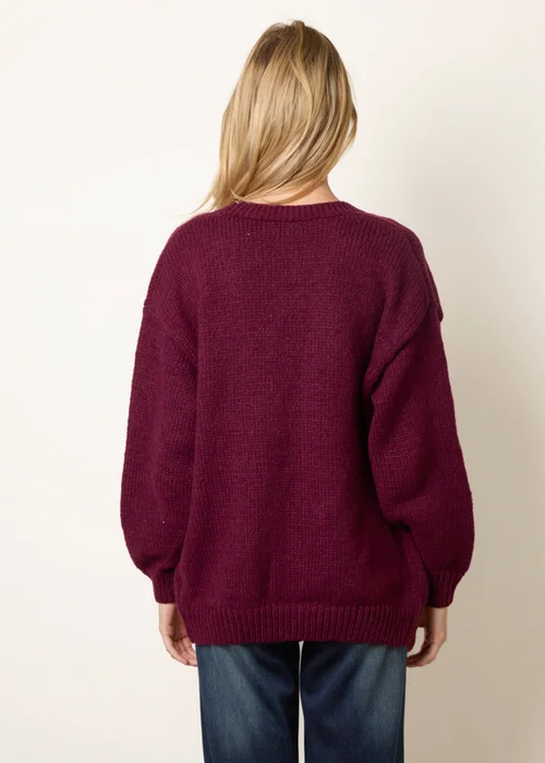 Blue Vanilla Burgundy Daisy Large Flower Cardigan - S/M Image 5