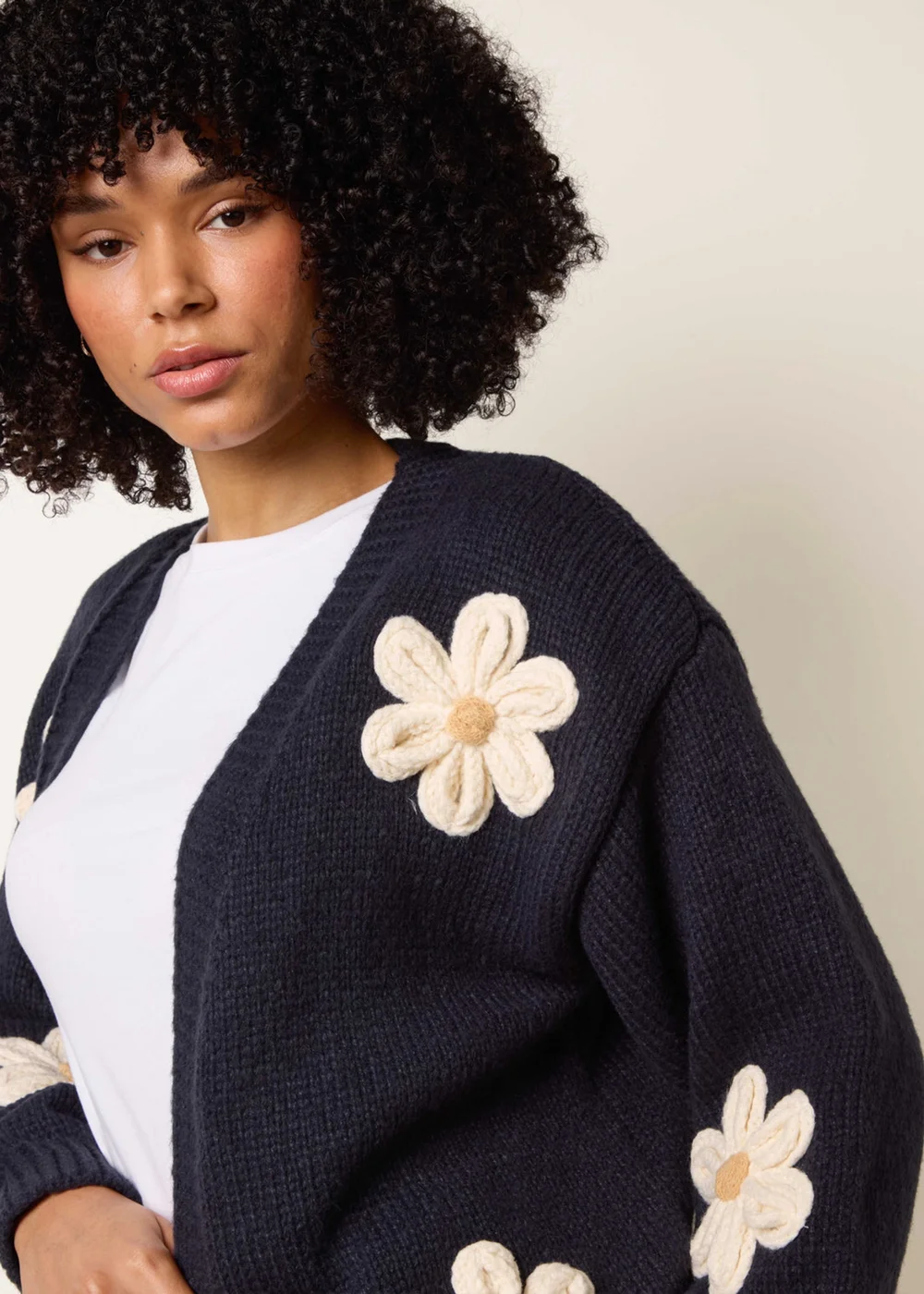 Blue Vanilla Navy Daisy Large Flower Cardigan - S/M Image 3