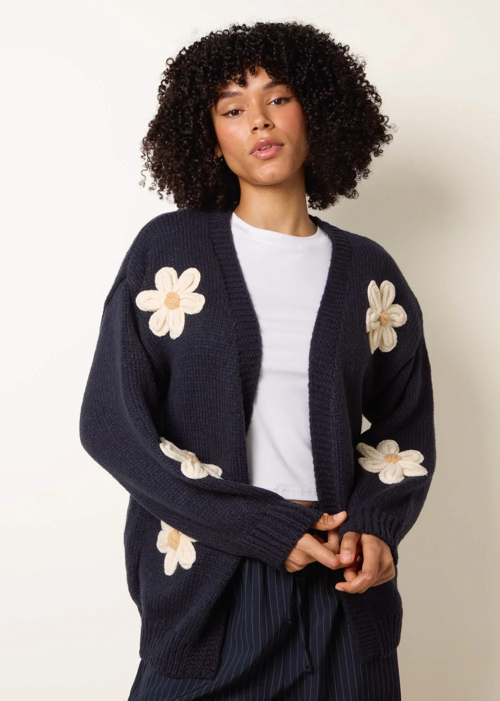 Blue Vanilla Navy Daisy Large Flower Cardigan - S/M Image 1