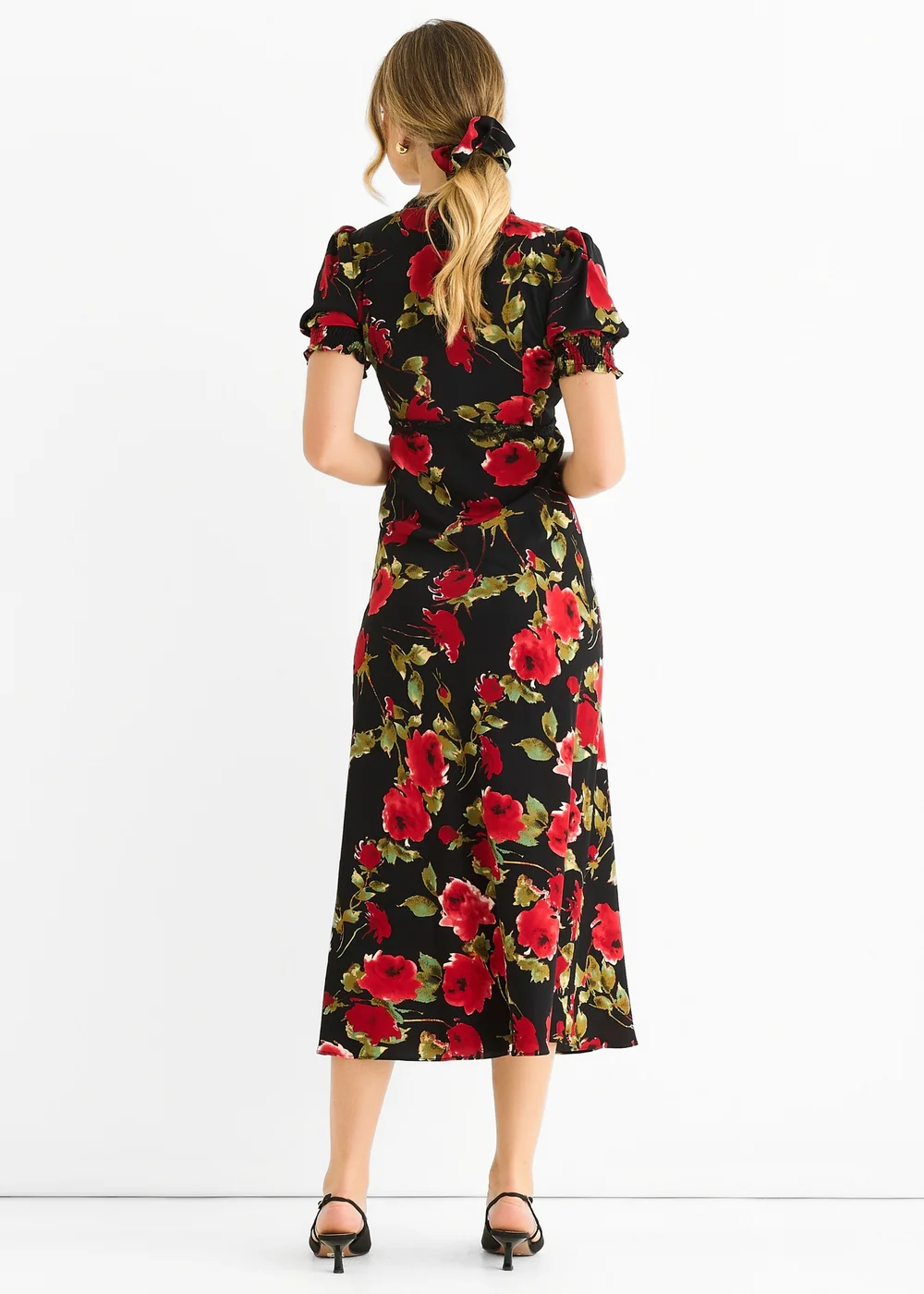 Gini London Black Floral Lace Trim Detail Midi Dress - 12 Image 2