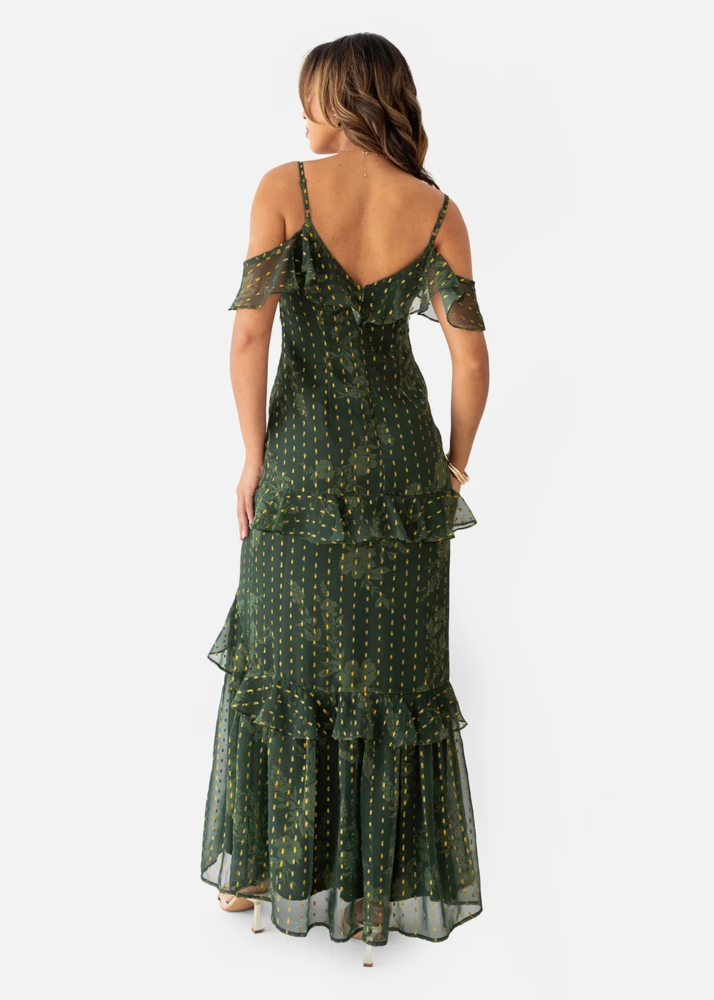 Anaya With Love Floral Green Cold Shoulder Maxi Dress - 6 Anaya With Love Floral Green Cold Shoulder Maxi Dress - 6