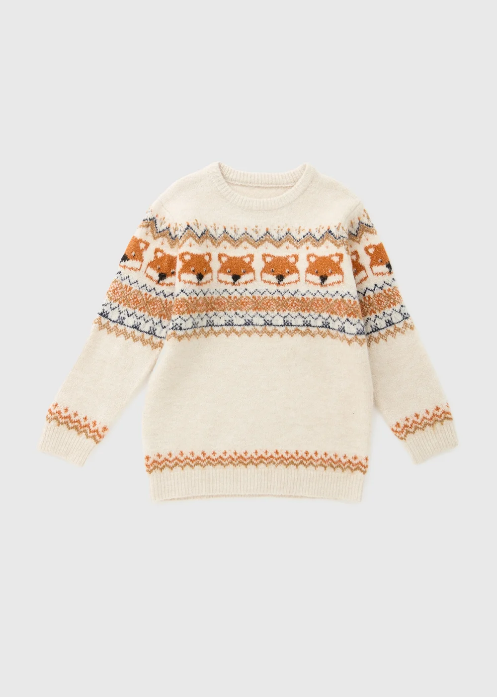Boys Cream Fox Fairisle Knit Jumper (1-7yrs) - 1-1.5 Yrs Image 1