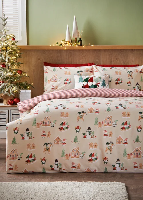 Natural Gonks & Gingerbread Man Duvet Set - Single Image 1
