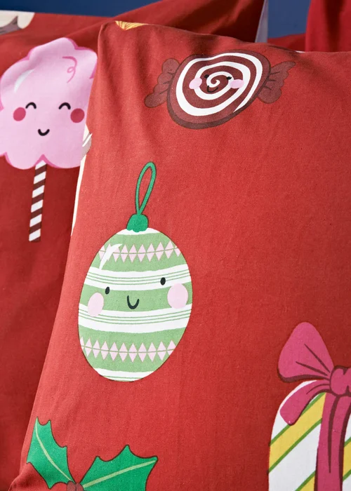 Red Christmas Sweet Treats Duvet Set - Single Image 2
