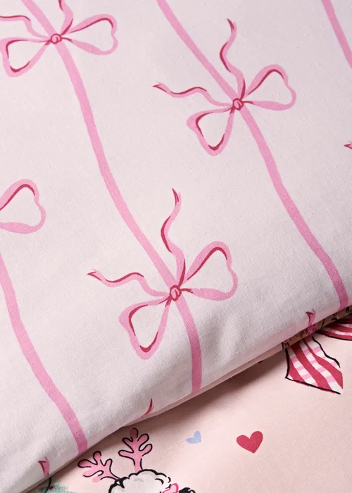 Pink Christmas Dog Scene Duvet Set - Single Image 3