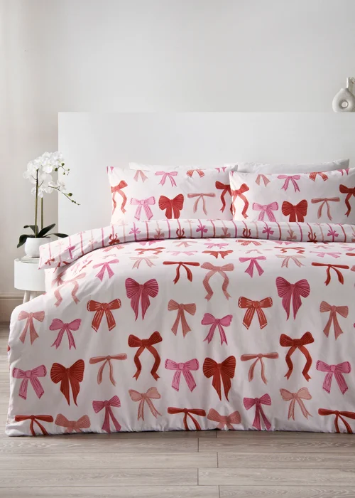 White Bow Print Bedding - Single Image 1