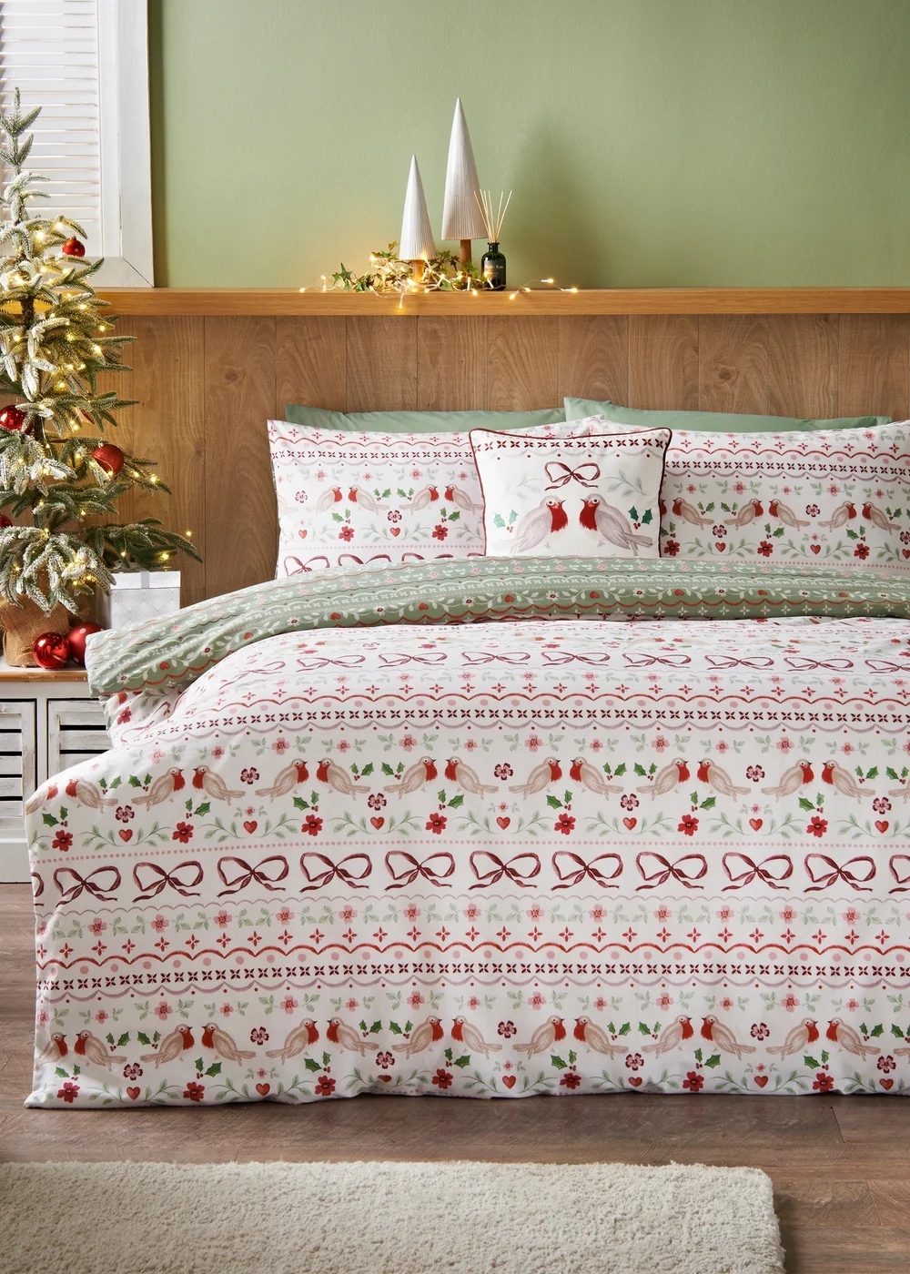 Red Robin Fairisle Duvet Set - Single Image 1