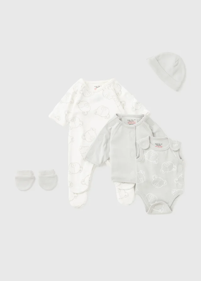 5 Piece Prem Baby Grey Sleepsuit Set (3lb-4lb)