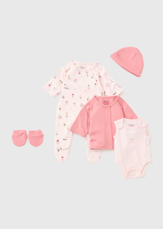 5 Piece Prem Baby Pink Sleepsuit Set (3lb-4lb)