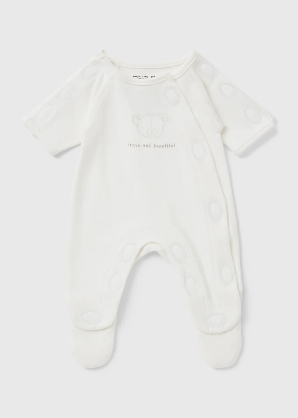 Prem Baby White Bear Sleepsuit (3-4lb) - 3LB PREM BABY Image 1