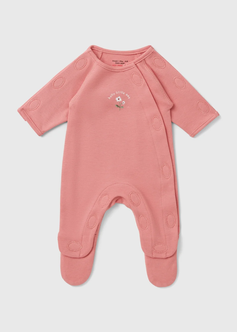 Prem Baby Pink Flower Sleepsuit (3-4lb) - 3LB PREM BABY Image 1