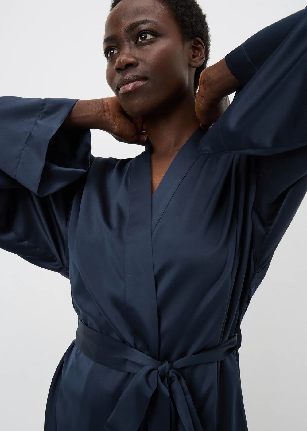 Navy Satin Dressing Gown - Size 6-8 | Matalan Navy Satin Dressing Gown - Size 6-8 | Matalan