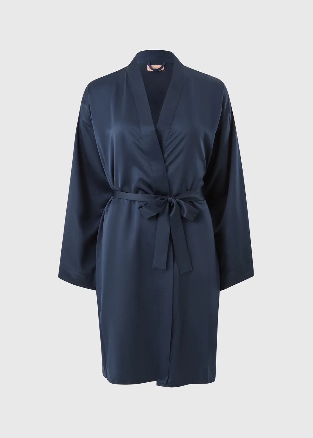navy satin dressing gown Navy Blue Long Satin Robe with Wide Sleeves Luxury Boudoir Gift XS/S / Navy