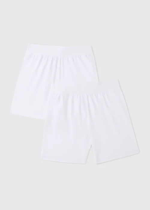 2 Pack Boys White Cycling Shorts (4-13yrs) - Age 4 Years Image 1