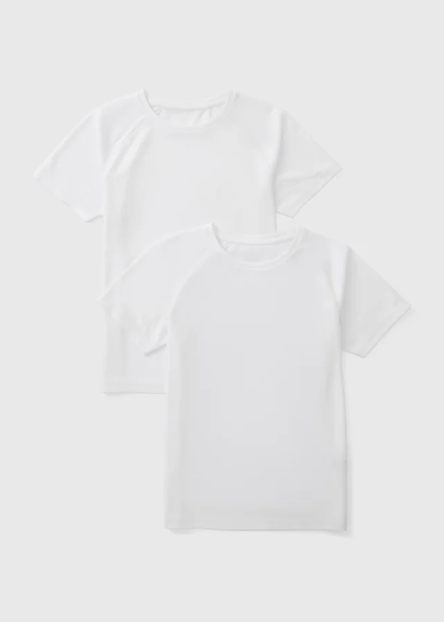 2 Pack Kids White Sports T-Shirts (3-12yrs)