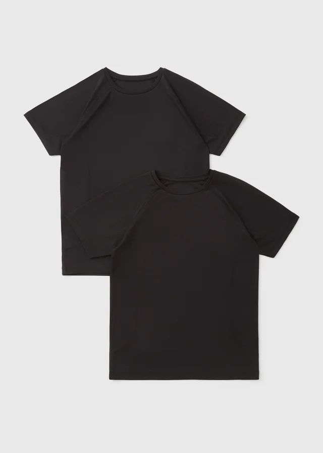2 Pack Boys Black Sports T-Shirt (4-13yrs)