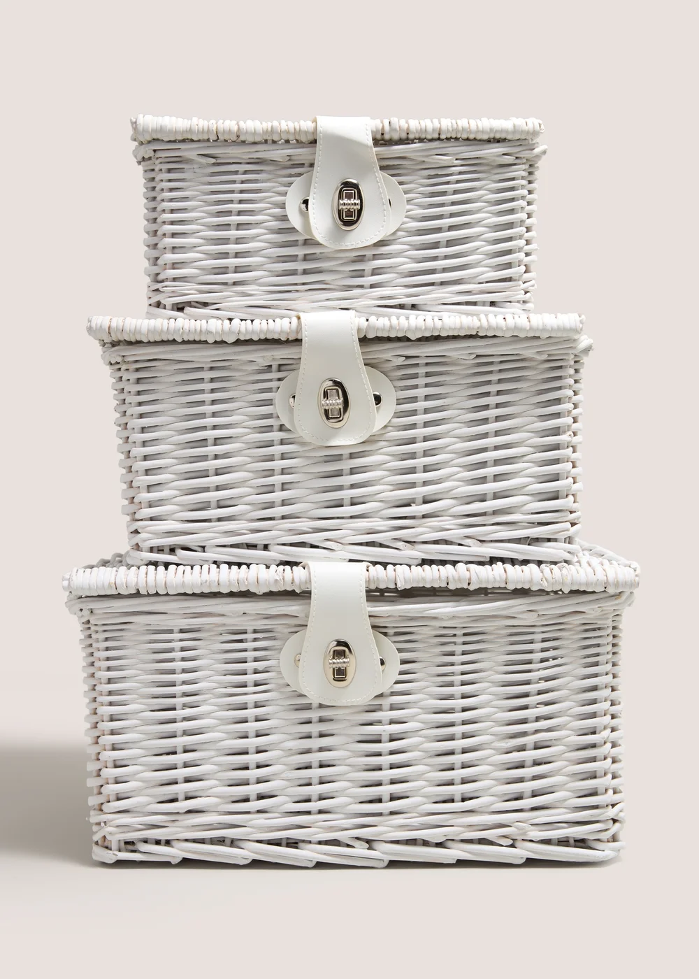 3 Piece White Trunk Baskets Image 1
