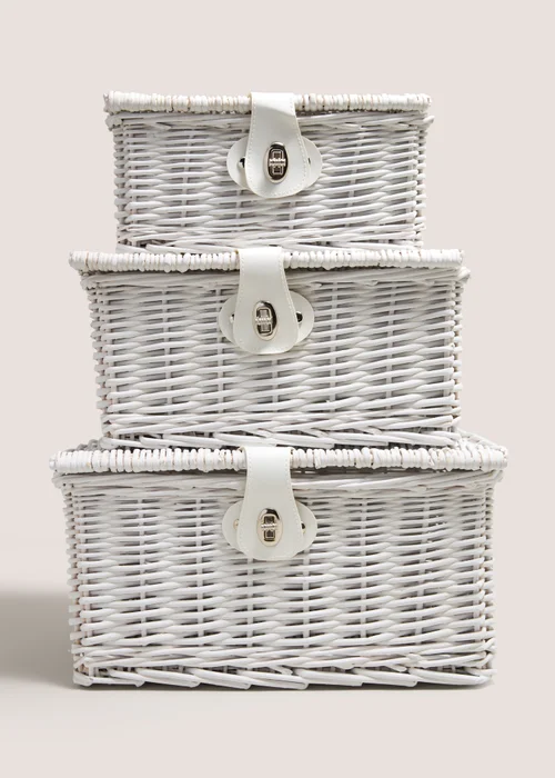 3 Piece White Trunk Baskets Image 1