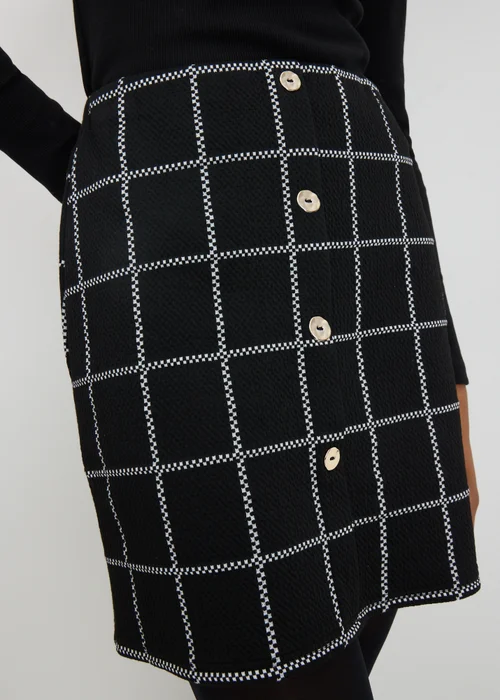 Black Check Boucle Mini Skirt - 8 Image 1